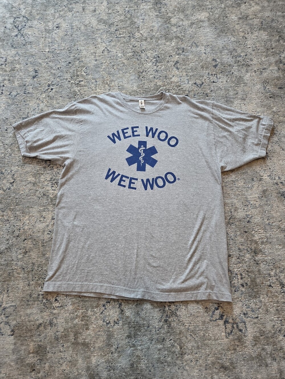 Tultex Gray T‑Shirt with Blue Graphic Print